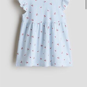 Blue Striped Cherry Print Dress